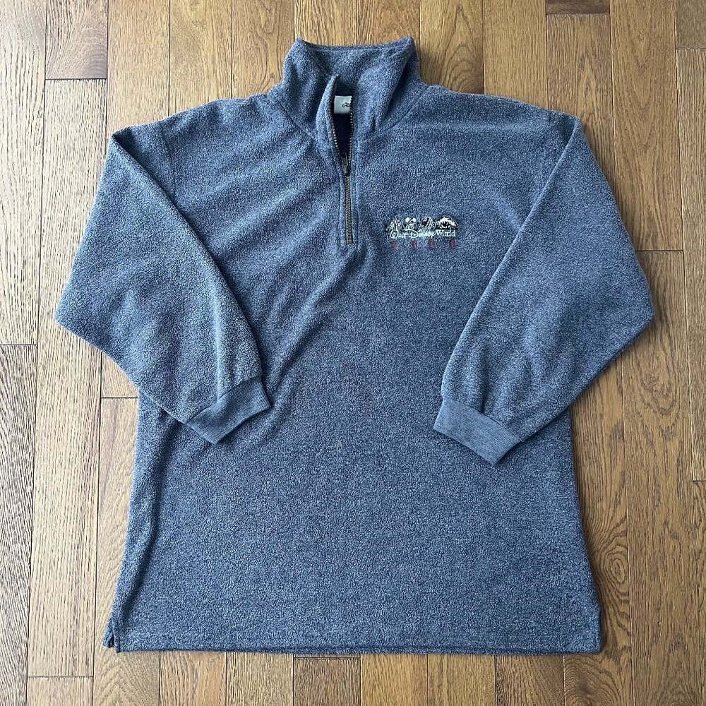 Vintage Walt Disney World 2000 Jacket Adult Size Large Gray Fleece‎ 1/4 Zip USA
